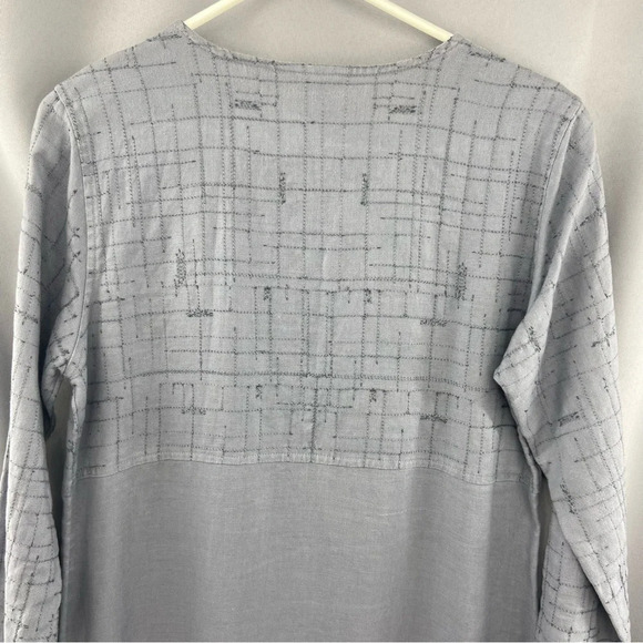 Vintage J.Jill 100% Linen Gray Long Sleeve Button Front Maxi Dress Size Small - Picture 8 of 8